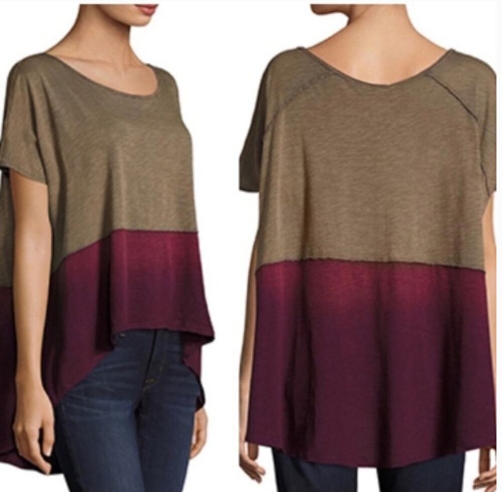 Free People We the Free Midnight Color Block Oversize Boho Tee Women's M + 3580